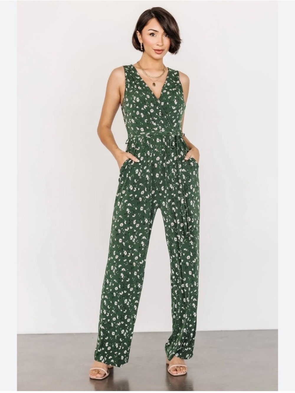 Baltic Born Green Floral Wrap Jumpsuit